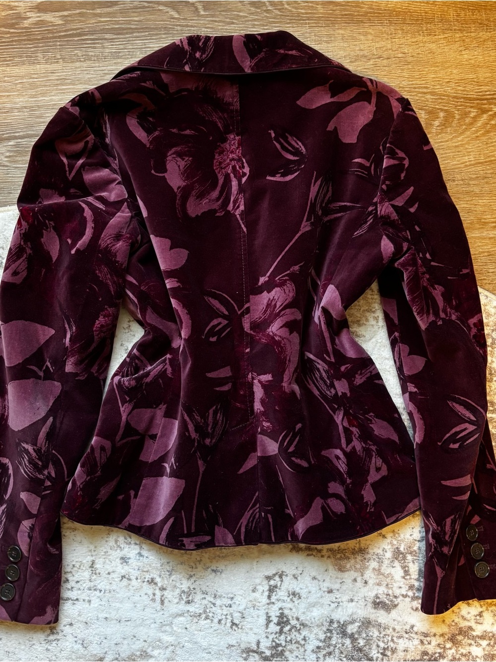 Ann Taylor Deep Burgundy Floral Velvet Blazer - Picture 4 of 5